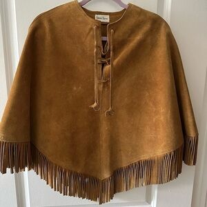 Brown Suede Fringe Poncho